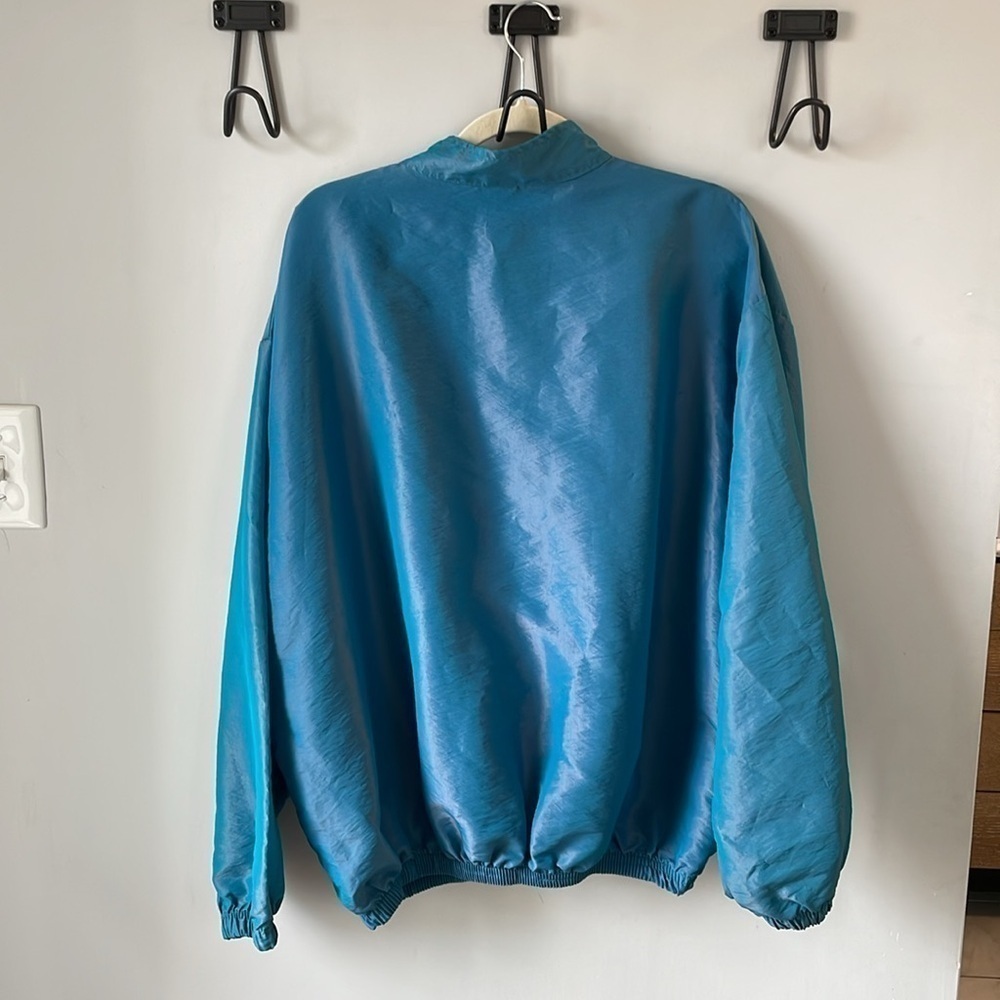 Vintage Mama Coco One Size Fits All Shiny Teal Wind Breaker Euc — image 4 of 5